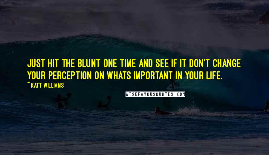 Katt Williams Quotes: Just hit the blunt one time and see if it don't change your perception on whats important in your life.