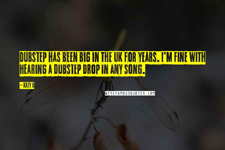 Katy B Quotes: Dubstep has been big in the UK for years. I'm fine with hearing a dubstep drop in any song.