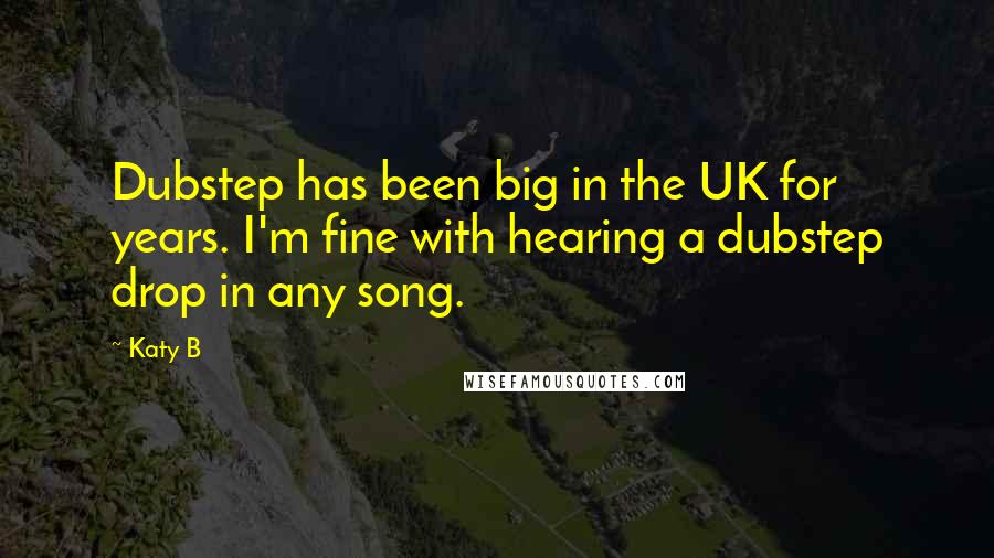 Katy B Quotes: Dubstep has been big in the UK for years. I'm fine with hearing a dubstep drop in any song.