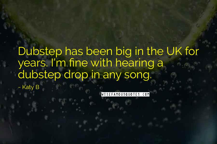 Katy B Quotes: Dubstep has been big in the UK for years. I'm fine with hearing a dubstep drop in any song.