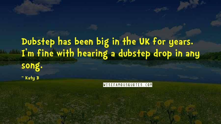 Katy B Quotes: Dubstep has been big in the UK for years. I'm fine with hearing a dubstep drop in any song.