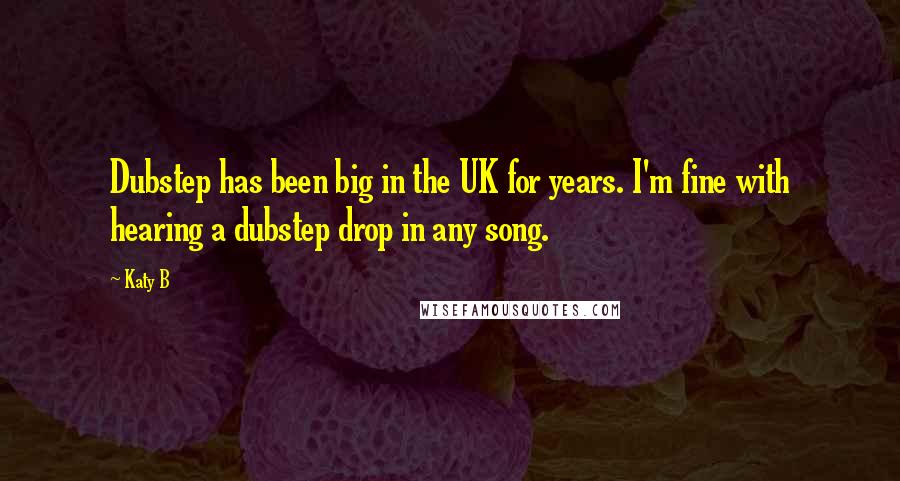 Katy B Quotes: Dubstep has been big in the UK for years. I'm fine with hearing a dubstep drop in any song.