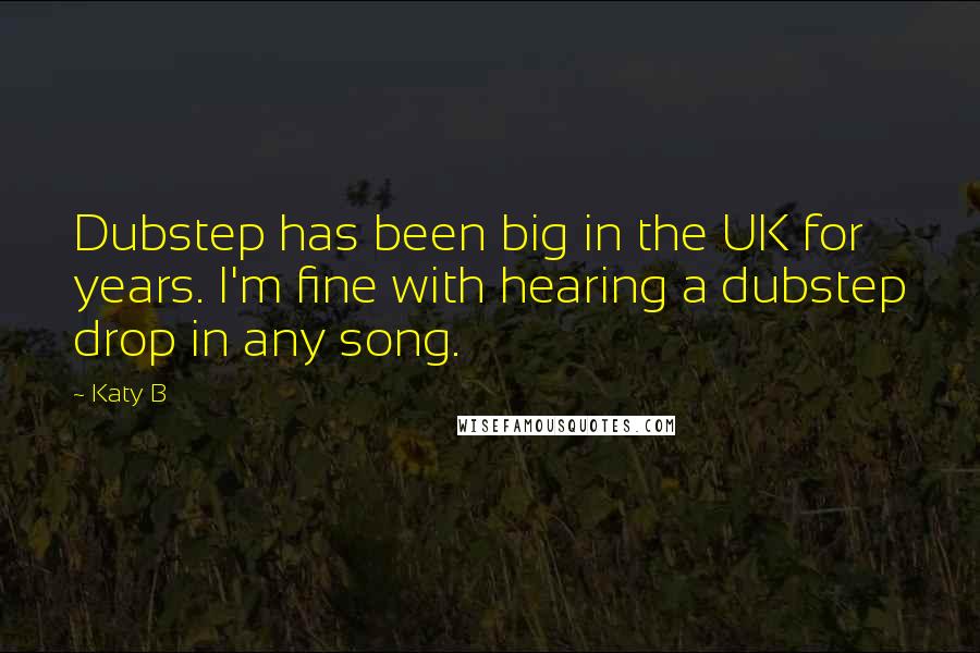 Katy B Quotes: Dubstep has been big in the UK for years. I'm fine with hearing a dubstep drop in any song.