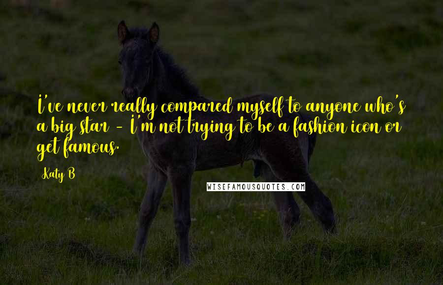 Katy B Quotes: I've never really compared myself to anyone who's a big star - I'm not trying to be a fashion icon or get famous.