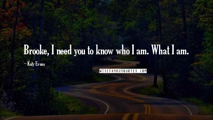 Katy Evans Quotes: Brooke, I need you to know who I am. What I am.