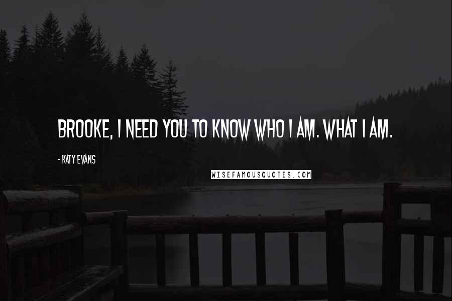 Katy Evans Quotes: Brooke, I need you to know who I am. What I am.