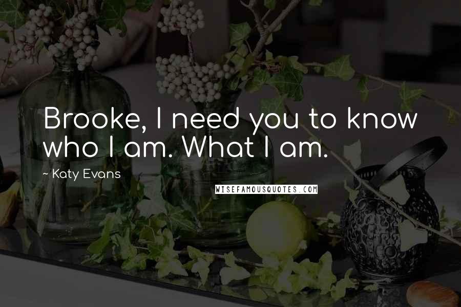 Katy Evans Quotes: Brooke, I need you to know who I am. What I am.