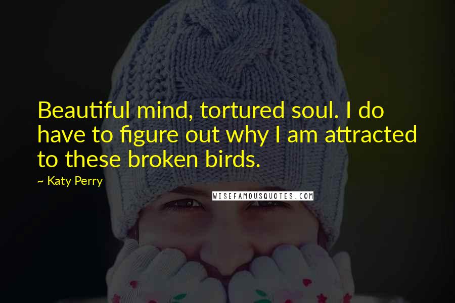 Katy Perry Quotes: Beautiful mind, tortured soul. I do have to figure out why I am attracted to these broken birds.