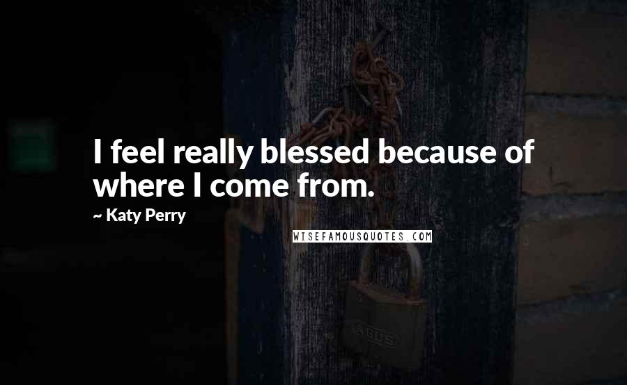 Katy Perry Quotes: I feel really blessed because of where I come from.
