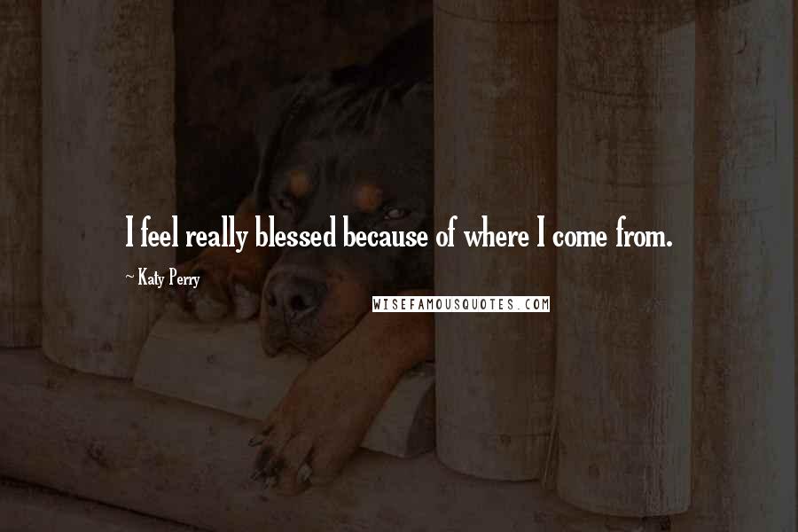 Katy Perry Quotes: I feel really blessed because of where I come from.