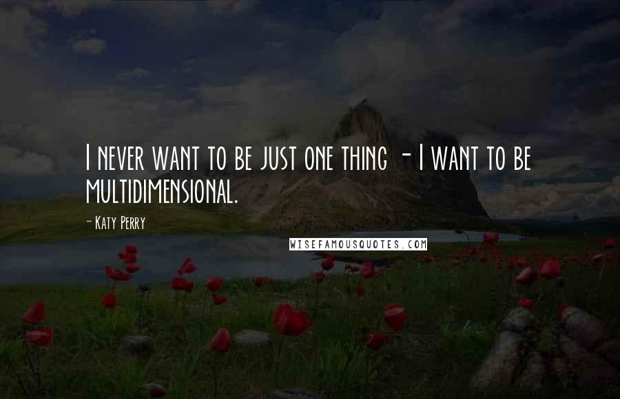 Katy Perry Quotes: I never want to be just one thing - I want to be multidimensional.