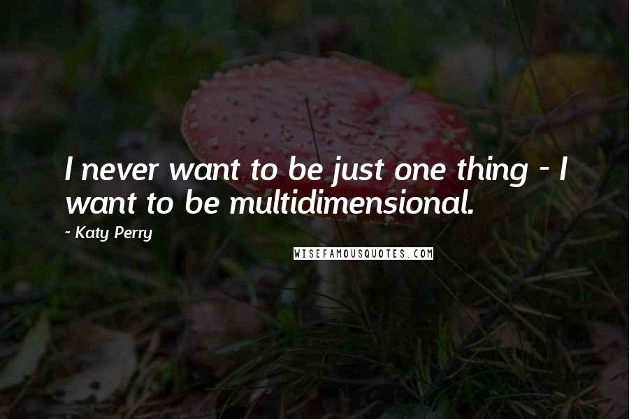 Katy Perry Quotes: I never want to be just one thing - I want to be multidimensional.