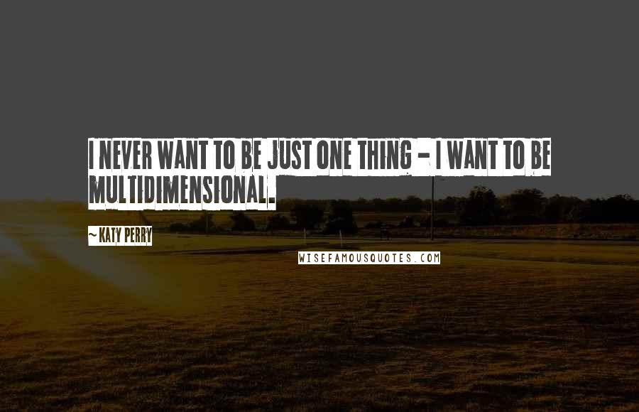 Katy Perry Quotes: I never want to be just one thing - I want to be multidimensional.