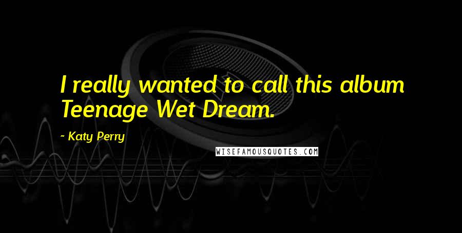 Katy Perry Quotes: I really wanted to call this album Teenage Wet Dream.