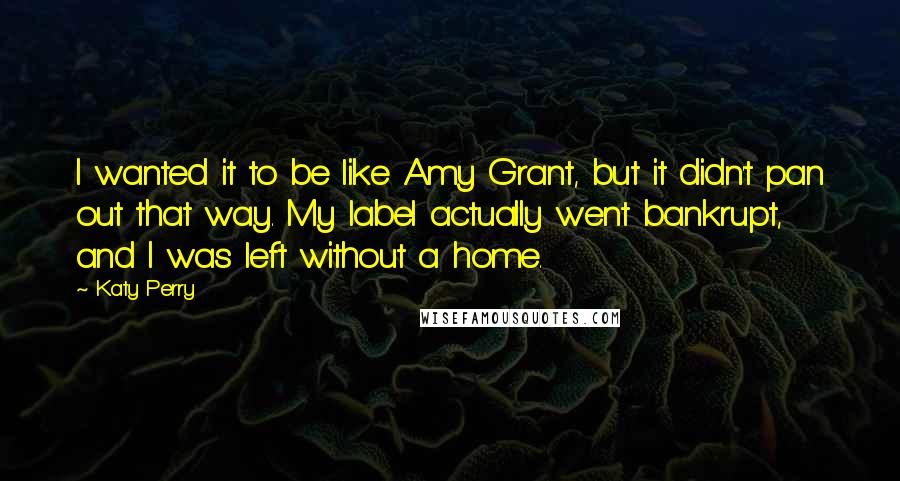 Katy Perry Quotes: I wanted it to be like Amy Grant, but it didn't pan out that way. My label actually went bankrupt, and I was left without a home.