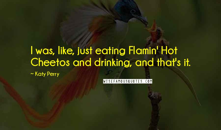 Katy Perry Quotes: I was, like, just eating Flamin' Hot Cheetos and drinking, and that's it.