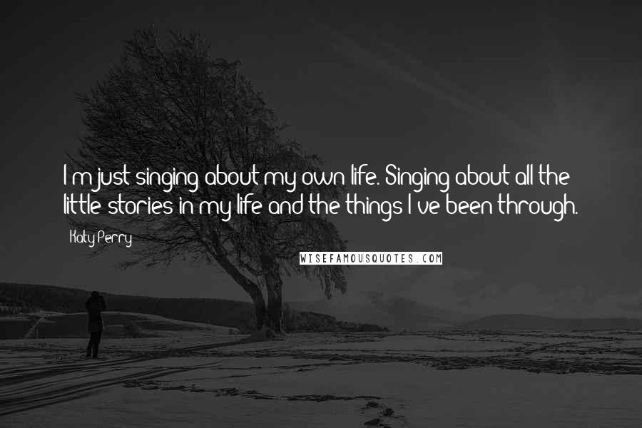 Katy Perry Quotes: I'm just singing about my own life. Singing about all the little stories in my life and the things I've been through.