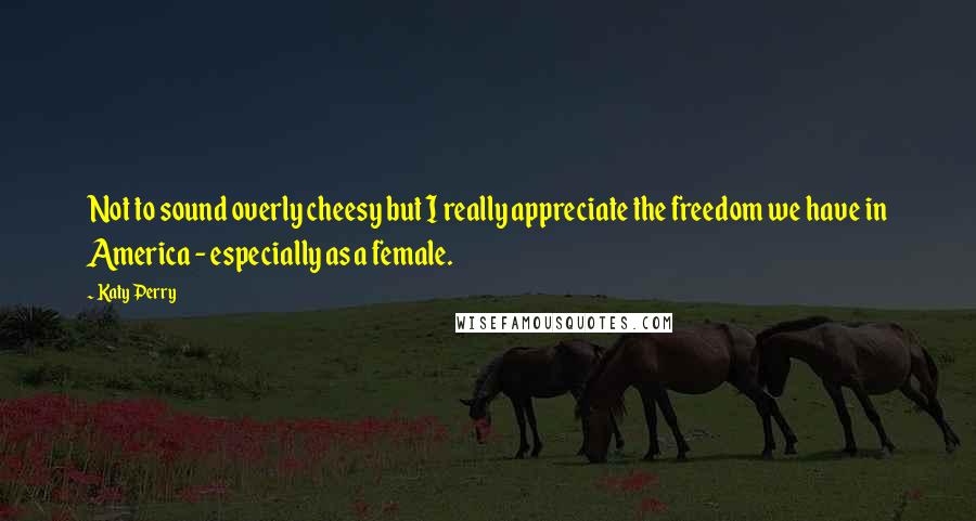 Katy Perry Quotes: Not to sound overly cheesy but I really appreciate the freedom we have in America - especially as a female.