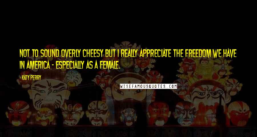 Katy Perry Quotes: Not to sound overly cheesy but I really appreciate the freedom we have in America - especially as a female.