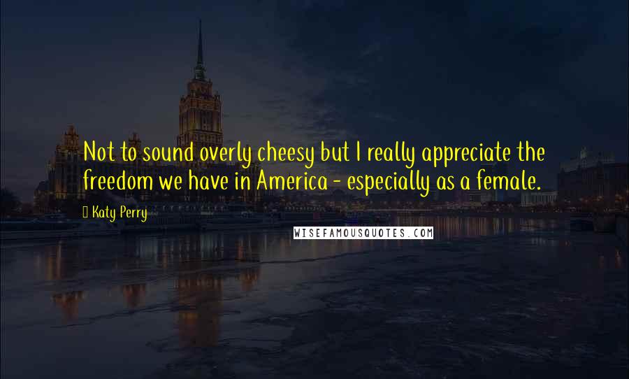 Katy Perry Quotes: Not to sound overly cheesy but I really appreciate the freedom we have in America - especially as a female.