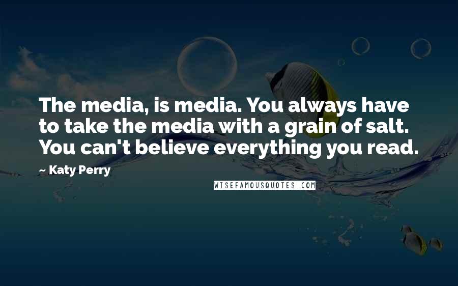 Katy Perry Quotes: The media, is media. You always have to take the media with a grain of salt. You can't believe everything you read.