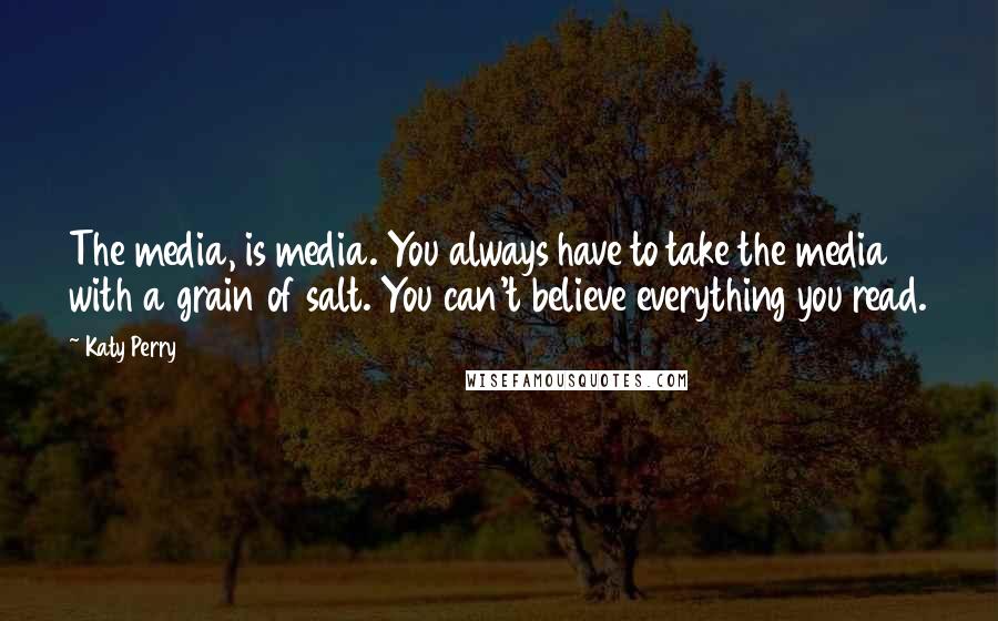 Katy Perry Quotes: The media, is media. You always have to take the media with a grain of salt. You can't believe everything you read.