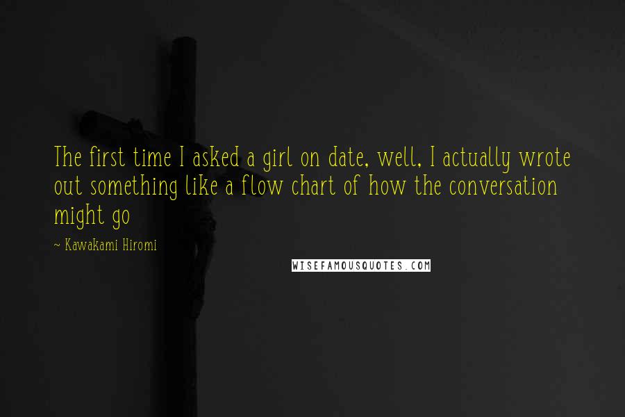 Kawakami Hiromi Quotes: The first time I asked a girl on date, well, I actually wrote out something like a flow chart of how the conversation might go