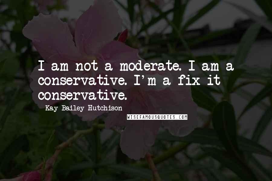 Kay Bailey Hutchison Quotes: I am not a moderate. I am a conservative. I'm a fix-it conservative.