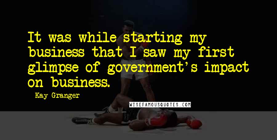 Kay Granger Quotes: It was while starting my business that I saw my first glimpse of government's impact on business.