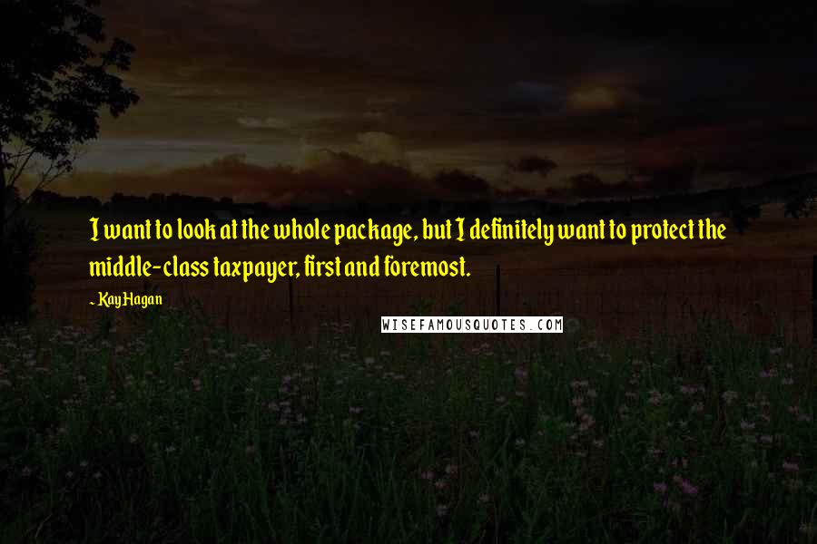Kay Hagan Quotes: I want to look at the whole package, but I definitely want to protect the middle-class taxpayer, first and foremost.
