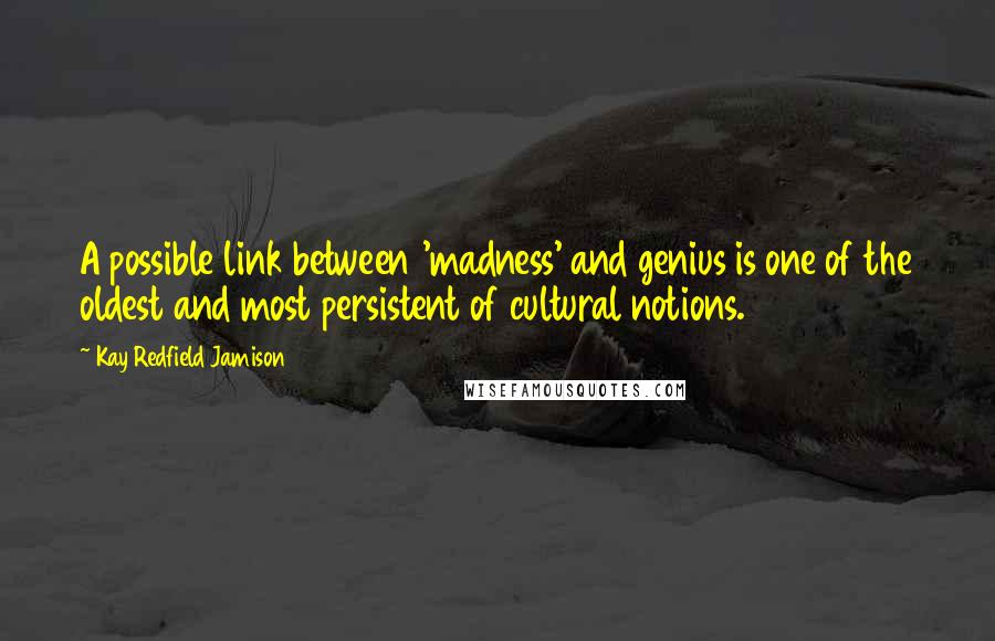 Kay Redfield Jamison Quotes: A possible link between 'madness' and genius is one of the oldest and most persistent of cultural notions.