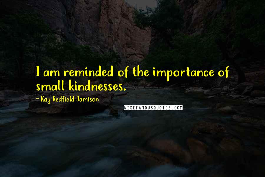 Kay Redfield Jamison Quotes: I am reminded of the importance of small kindnesses.