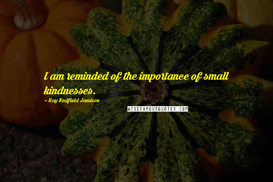 Kay Redfield Jamison Quotes: I am reminded of the importance of small kindnesses.