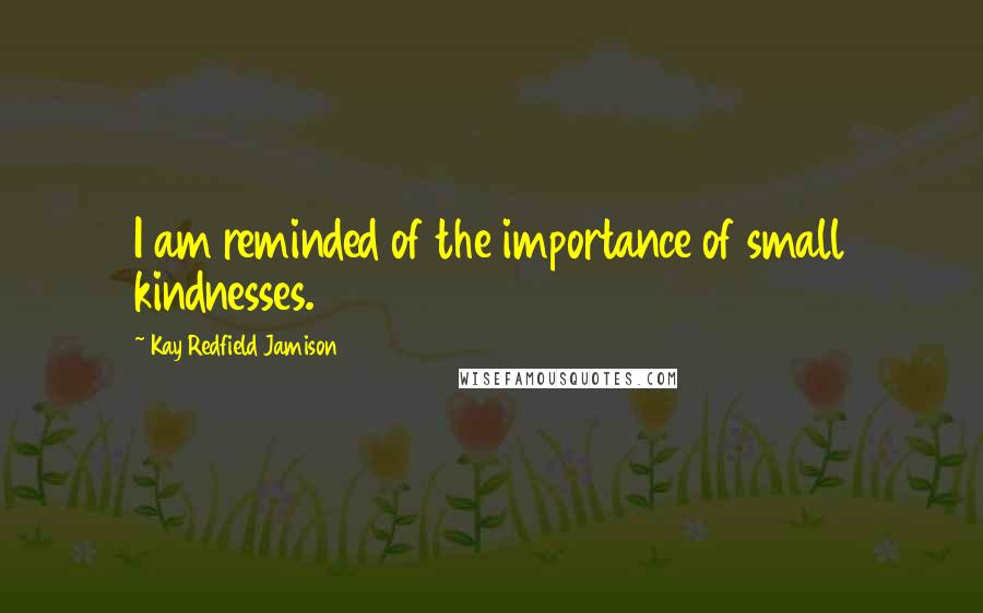 Kay Redfield Jamison Quotes: I am reminded of the importance of small kindnesses.