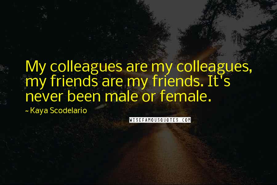 Kaya Scodelario Quotes: My colleagues are my colleagues, my friends are my friends. It's never been male or female.