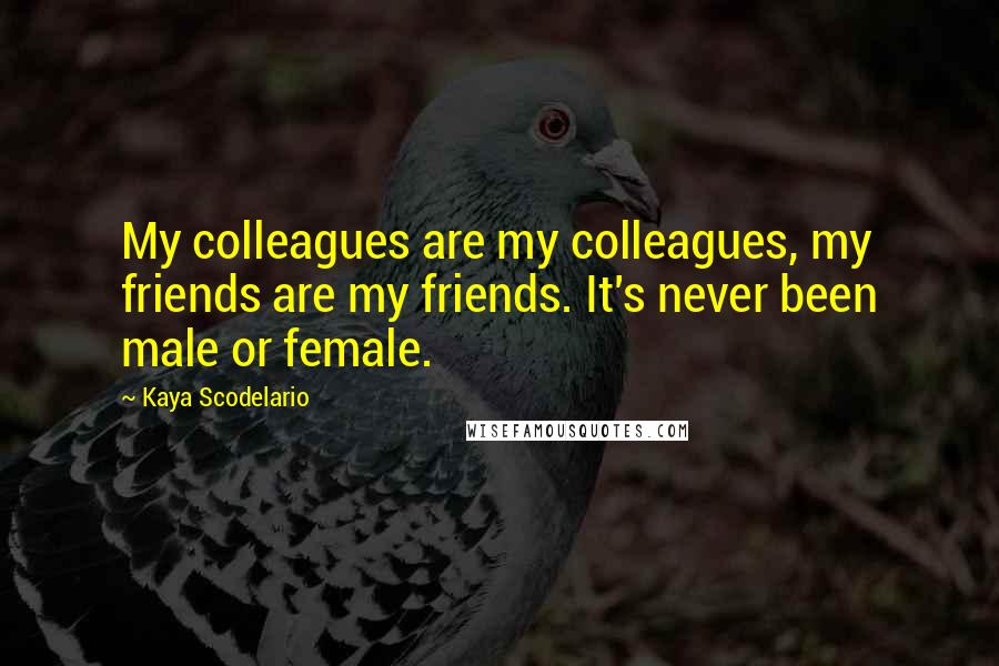 Kaya Scodelario Quotes: My colleagues are my colleagues, my friends are my friends. It's never been male or female.