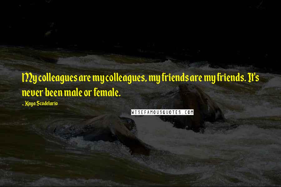 Kaya Scodelario Quotes: My colleagues are my colleagues, my friends are my friends. It's never been male or female.