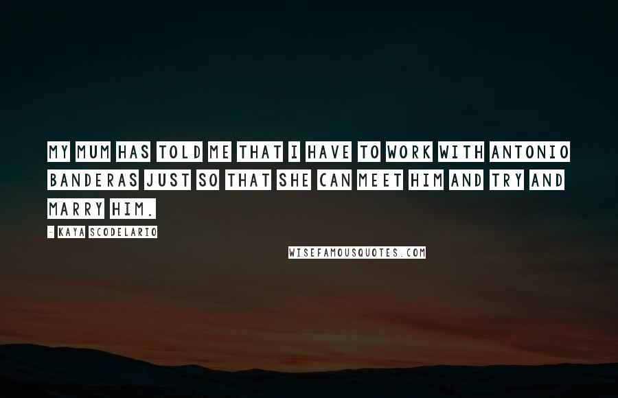 Kaya Scodelario Quotes: My mum has told me that I have to work with Antonio Banderas just so that she can meet him and try and marry him.