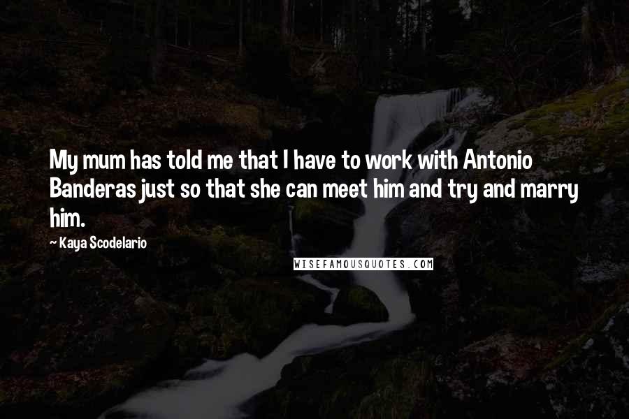 Kaya Scodelario Quotes: My mum has told me that I have to work with Antonio Banderas just so that she can meet him and try and marry him.