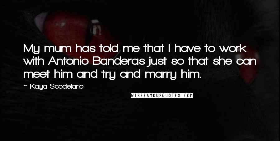 Kaya Scodelario Quotes: My mum has told me that I have to work with Antonio Banderas just so that she can meet him and try and marry him.