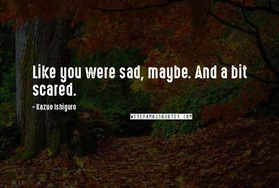 Kazuo Ishiguro Quotes: Like you were sad, maybe. And a bit scared.