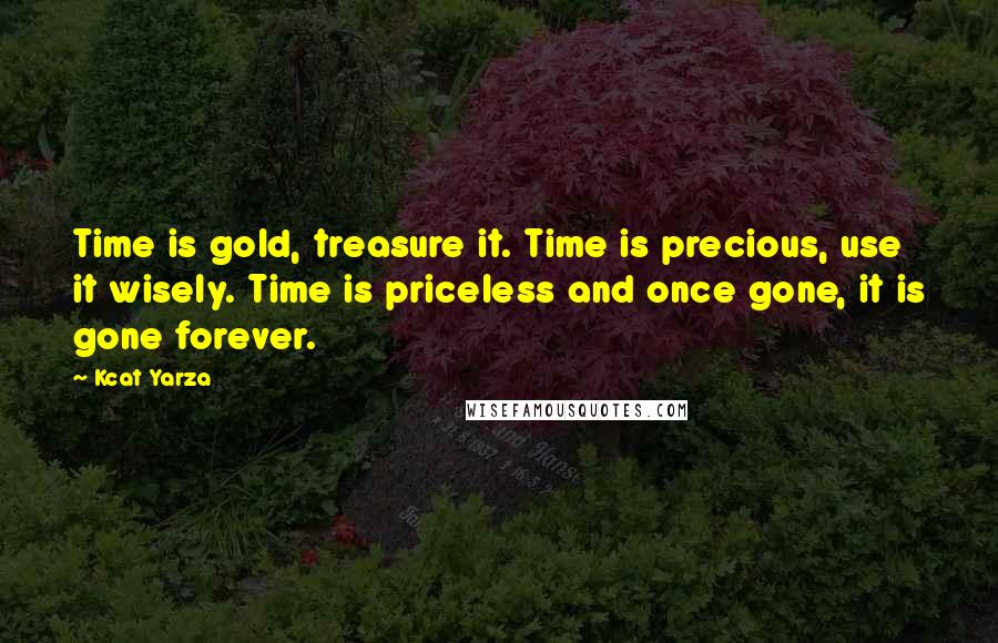 Kcat Yarza Quotes: Time is gold, treasure it. Time is precious, use it wisely. Time is priceless and once gone, it is gone forever.