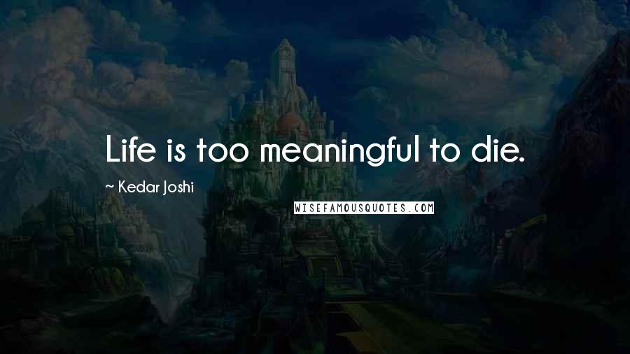 Kedar Joshi Quotes: Life is too meaningful to die.