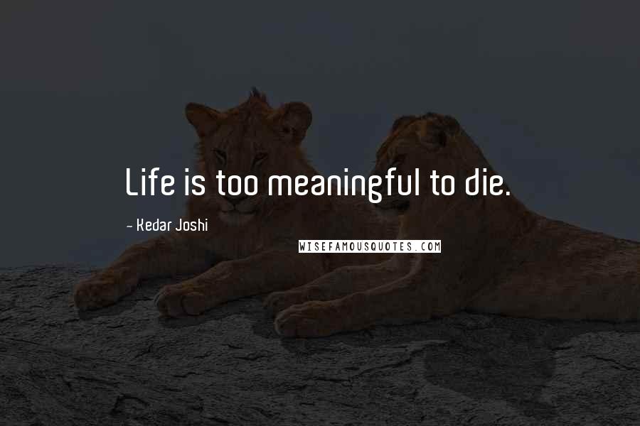 Kedar Joshi Quotes: Life is too meaningful to die.