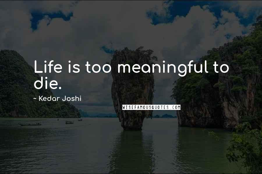 Kedar Joshi Quotes: Life is too meaningful to die.