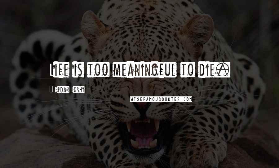 Kedar Joshi Quotes: Life is too meaningful to die.