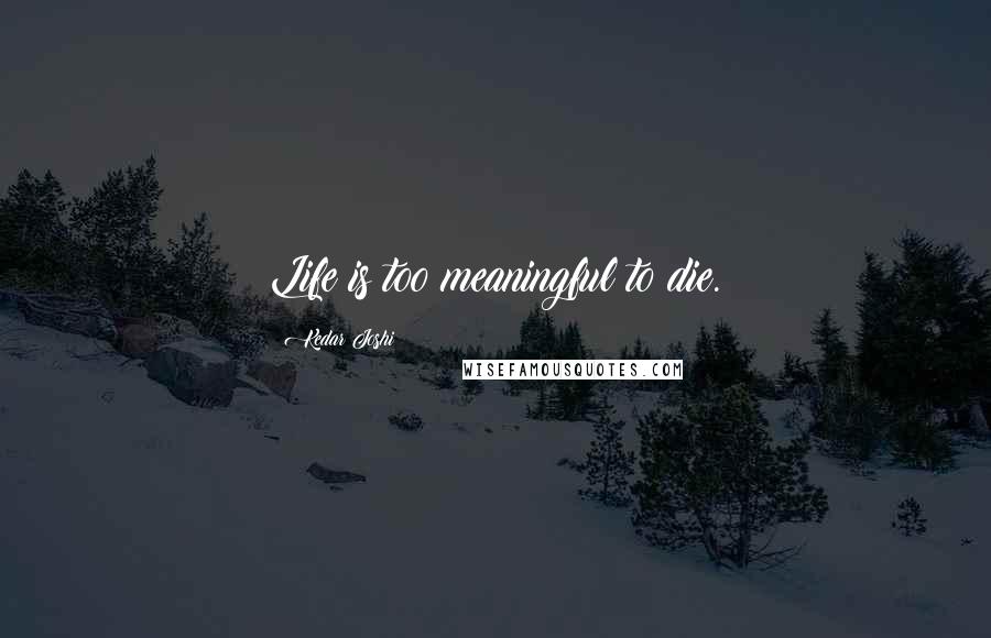 Kedar Joshi Quotes: Life is too meaningful to die.