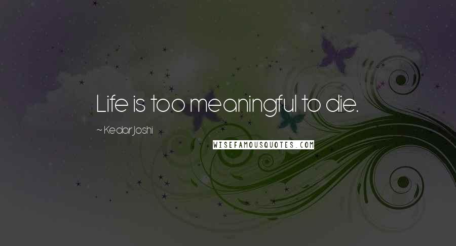 Kedar Joshi Quotes: Life is too meaningful to die.