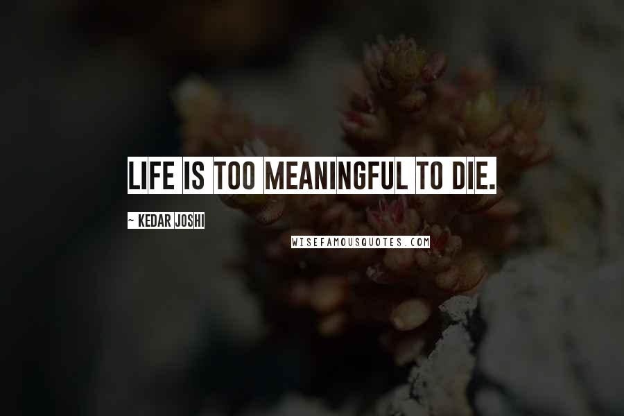 Kedar Joshi Quotes: Life is too meaningful to die.