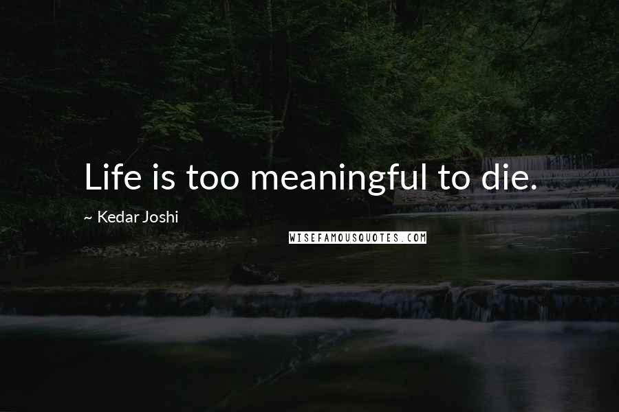 Kedar Joshi Quotes: Life is too meaningful to die.